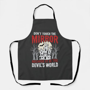 Halloween Haunted Mirror Devils World Graphic Apron