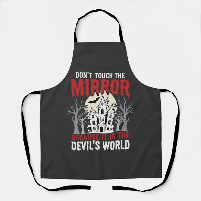 Halloween Haunted Mirror Devils World Graphic Apron (Front)