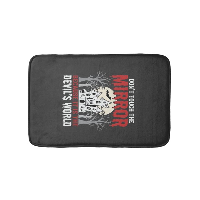 Halloween Haunted Mirror Devils World Graphic Bath Mat (Front)