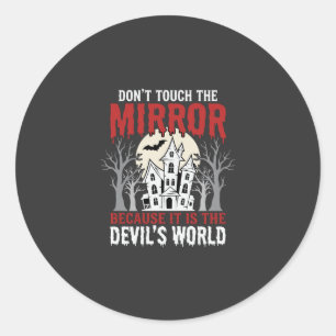 Halloween Haunted Mirror Devils World Graphic Classic Round Sticker