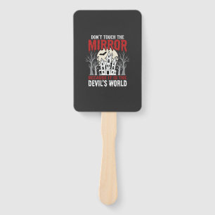 Halloween Haunted Mirror Devils World Graphic Hand Fan