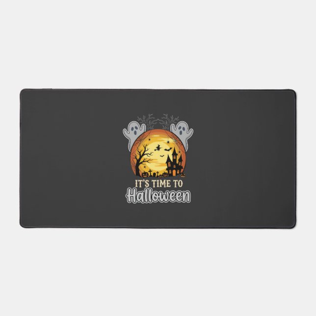 Halloween Haunted Moon Ghosts and Graveyard Vector Desk Mat (Front)