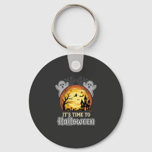 Halloween Haunted Moon Ghosts and Graveyard Vector Key Ring
