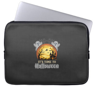 Halloween Haunted Moon Ghosts and Graveyard Vector Laptop Sleeve