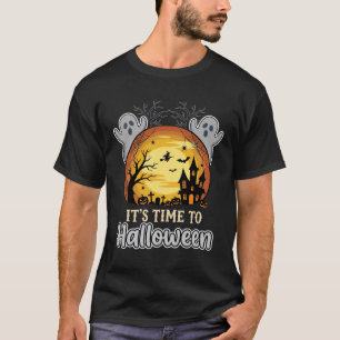 Halloween Haunted Moon Ghosts and Graveyard Vector T-Shirt