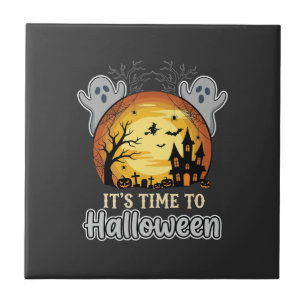Halloween Haunted Moon Ghosts and Graveyard Vector Tile