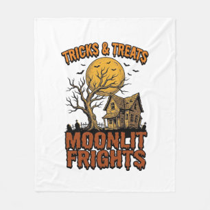 Halloween Haunted Moon Vintage Tree Night Shirt_1 Fleece Blanket