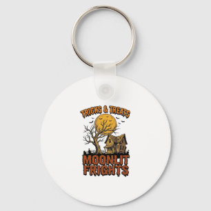 Halloween Haunted Moon Vintage Tree Night Shirt_1 Key Ring