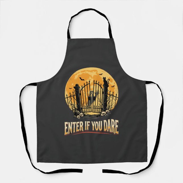 Halloween Haunted Moon Warning Apron (Front)