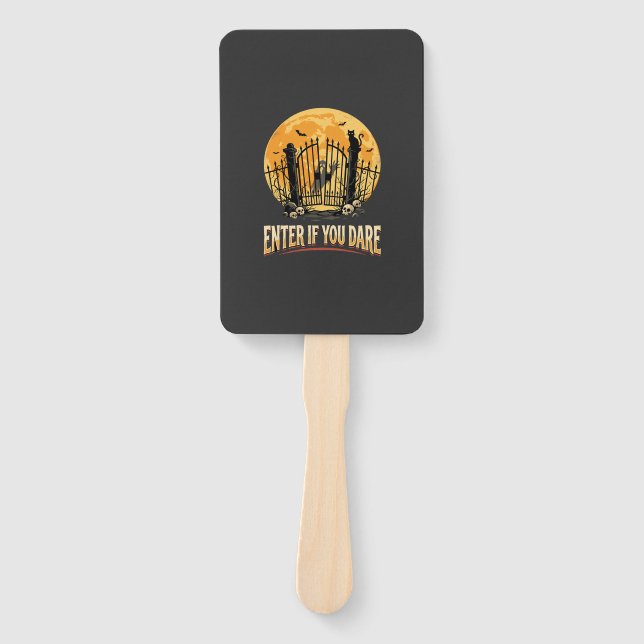 Halloween Haunted Moon Warning Hand Fan (Front)