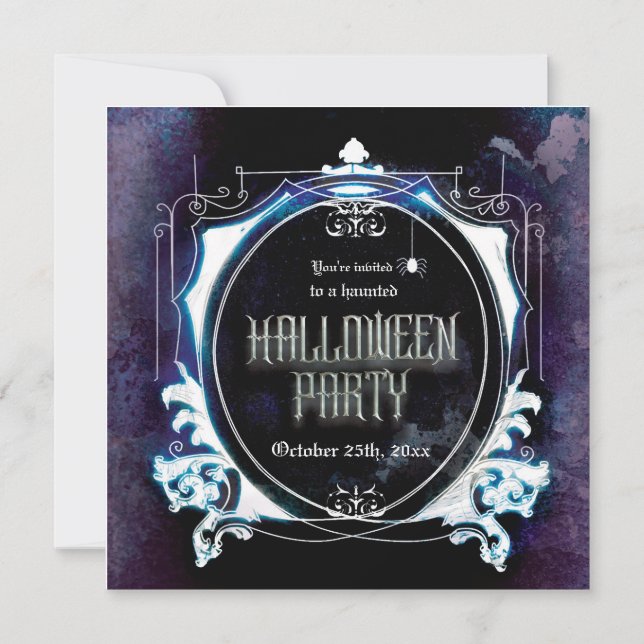 Halloween Haunted Party Invitation Spooky Vintage (Front)