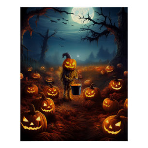 Halloween Haunted Pumpkin Patch Poster