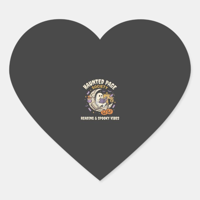 Halloween Haunted Reading Night Heart Sticker (Front)
