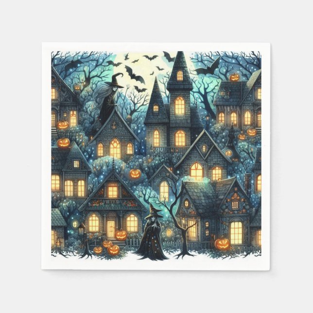 Halloween Haunted Scene Napkin (Front)