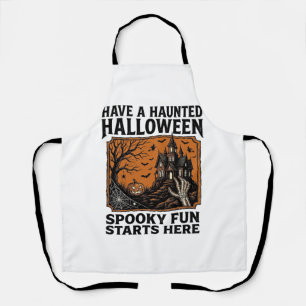 Halloween Haunted Shirt Spooky Vintage Party Desig Apron