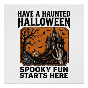 Halloween Haunted Shirt Spooky Vintage Party Desig Poster