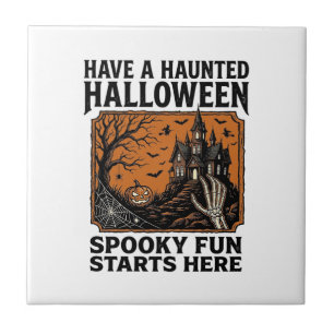 Halloween Haunted Shirt Spooky Vintage Party Desig Tile