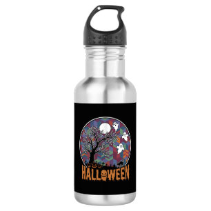Halloween Haunted Tree Ghosts and Black Cat 532 Ml Water Bottle