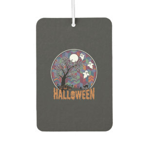 Halloween Haunted Tree Ghosts and Black Cat Car Air Freshener