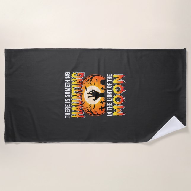 Halloween Haunting Moon Graveyard Horror Beach Towel (Front)