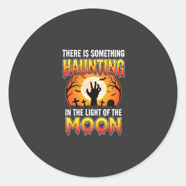 Halloween Haunting Moon Graveyard Horror Classic Round Sticker (Front)