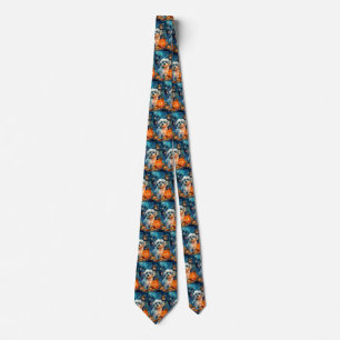 Halloween Havanese With Pumpkins Scary Tie