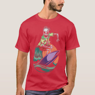 Halloween Hawaii Skeleton Surfing T-Shirt