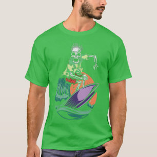 Halloween Hawaii Skeleton Surfing T-Shirt