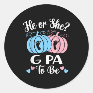 Halloween He Or She G Pa To Be Pumpkin Gender Reve Classic Round Sticker