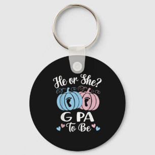 Halloween He Or She G Pa To Be Pumpkin Gender Reve Key Ring