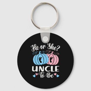 Halloween He Or She Uncle To Be Pumpkin Gender Rev Key Ring