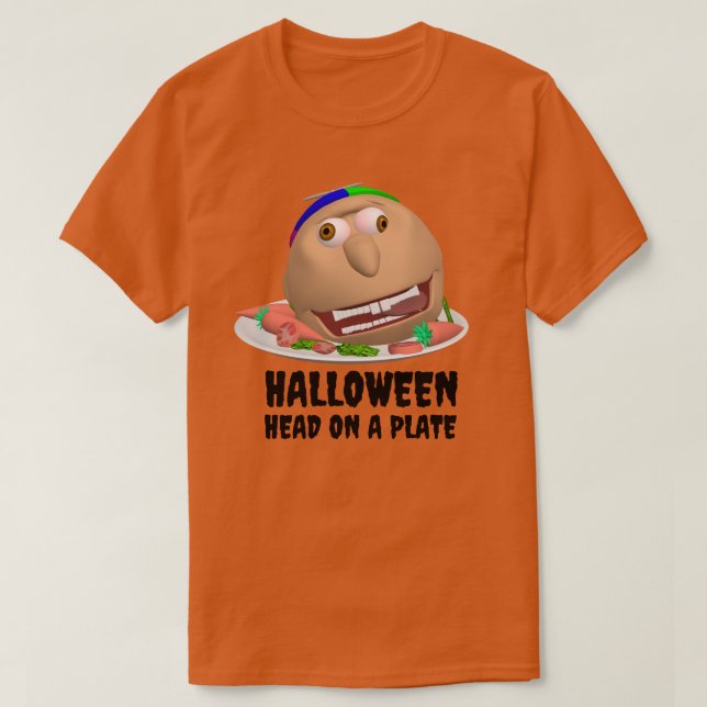 Halloween Head on a Plate with text Johnny T-shirt (Design Front)