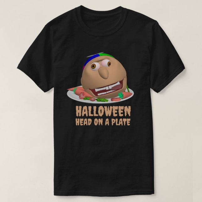 Halloween Head on a Plate with text Johnny T-shirt (Design Front)