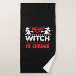 Halloween Head Witch In Charge Birthday Bath Towel