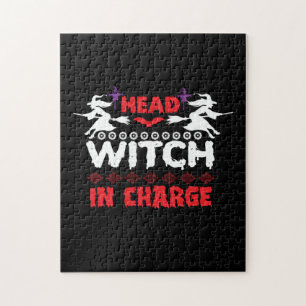 Halloween Head Witch In Charge Birthday Jigsaw Puzzle