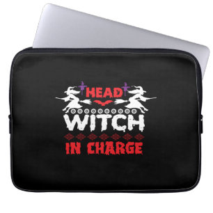 Halloween Head Witch In Charge Birthday Laptop Sleeve