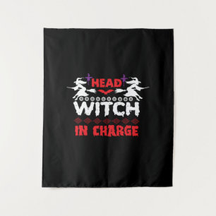 Halloween Head Witch In Charge Birthday Tapestry