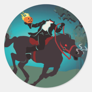 Halloween Headless Horseman Classic Round Sticker