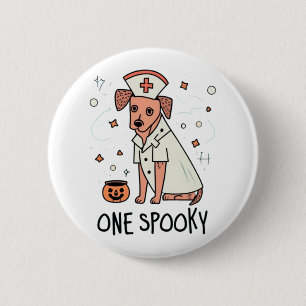 Halloween Healer Pup One Spooky Nurse Dog 6 Cm Round Badge