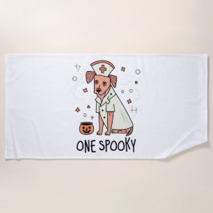Halloween Healer Pup One Spooky Nurse Dog Beach Towel