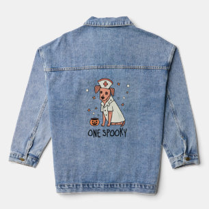 Halloween Healer Pup One Spooky Nurse Dog  Denim Jacket