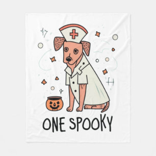 Halloween Healer Pup One Spooky Nurse Dog Fleece Blanket