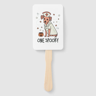 Halloween Healer Pup One Spooky Nurse Dog Hand Fan