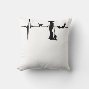 Halloween Heart Beat Black Cat and Bat Cushion
