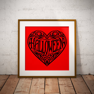 Halloween Heart, Black Heart, Holiday Foil Prints