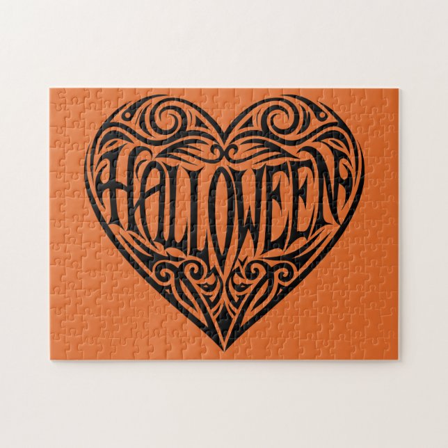 Halloween Heart, Black Heart, Holiday Jigsaw Puzzle (Horizontal)