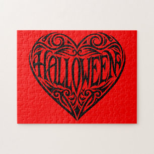 Halloween Heart, Black Heart, Holiday Jigsaw Puzzle