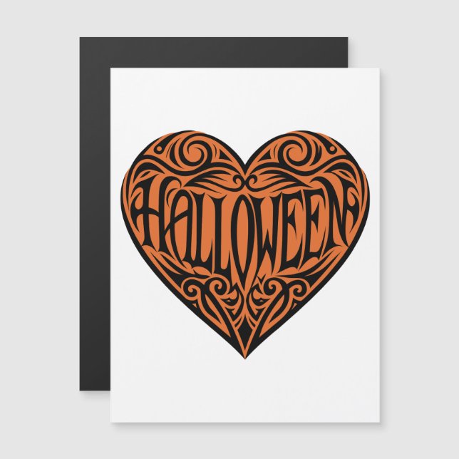Halloween Heart, Black Heart, Holiday Magnetic Invitation (Front/Back)