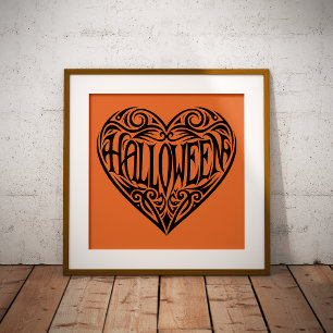 Halloween Heart, Black Heart, Holiday Photo Print