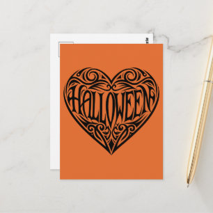Halloween Heart, Black Heart, Holiday Postcard